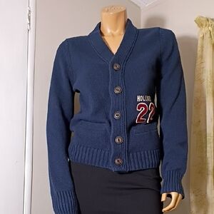Hollister Women's Navy Button-Up Cardigan Size M